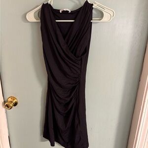 Zara Black Asymmetrical Ruched Cocktail Dress